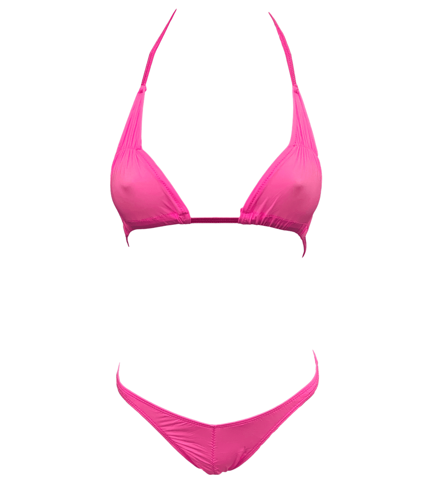 Love In Leather Spandex Fabric Womens Bikini Premium Stretch Construction - Hot Pink - Bras and Bra Sets