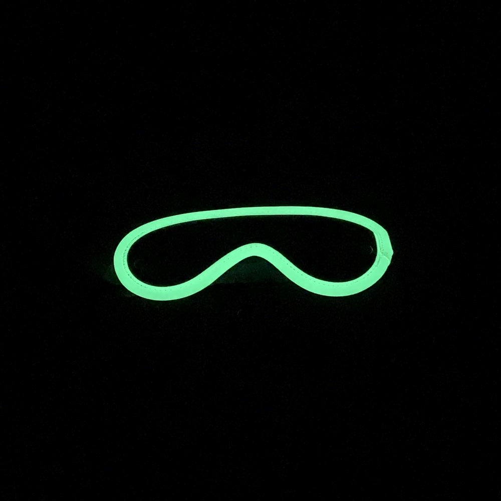 Love In Leather Black & Glow in The Dark Blindfold with Photoluminescent Edge - - Masks And Blindfolds