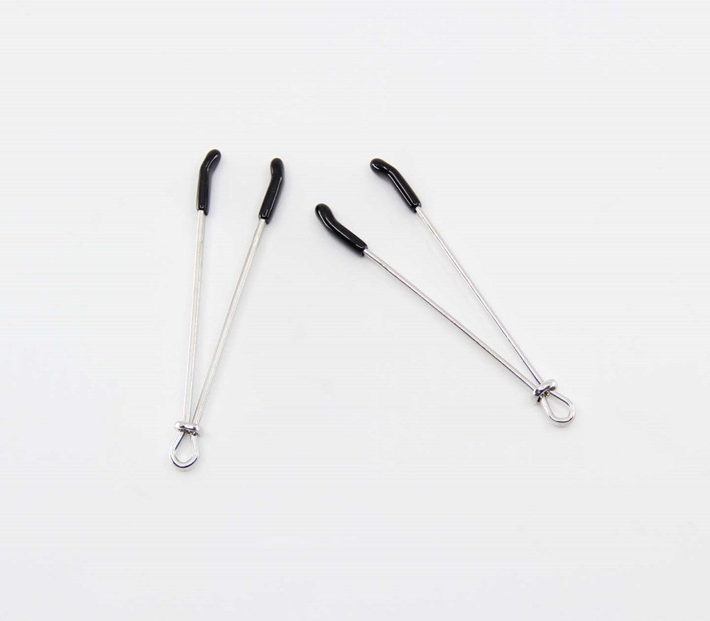 Love In Leather Tweezer Style Nipple Clamps Ultra Featherweight Design - Silver - Nipple and Clit Clamps