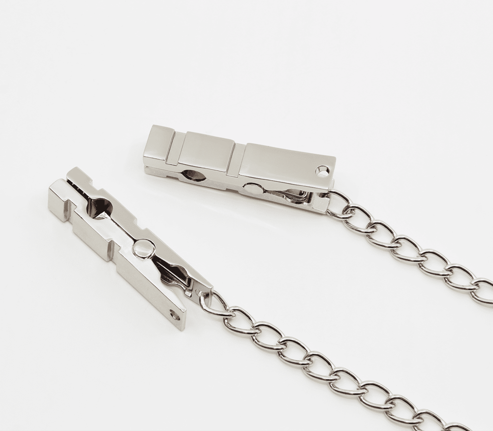 Love In Leather Peg Nipple Clamps With Chain Join Heavyweight Non Adjustable - - Nipple and Clit Clamps