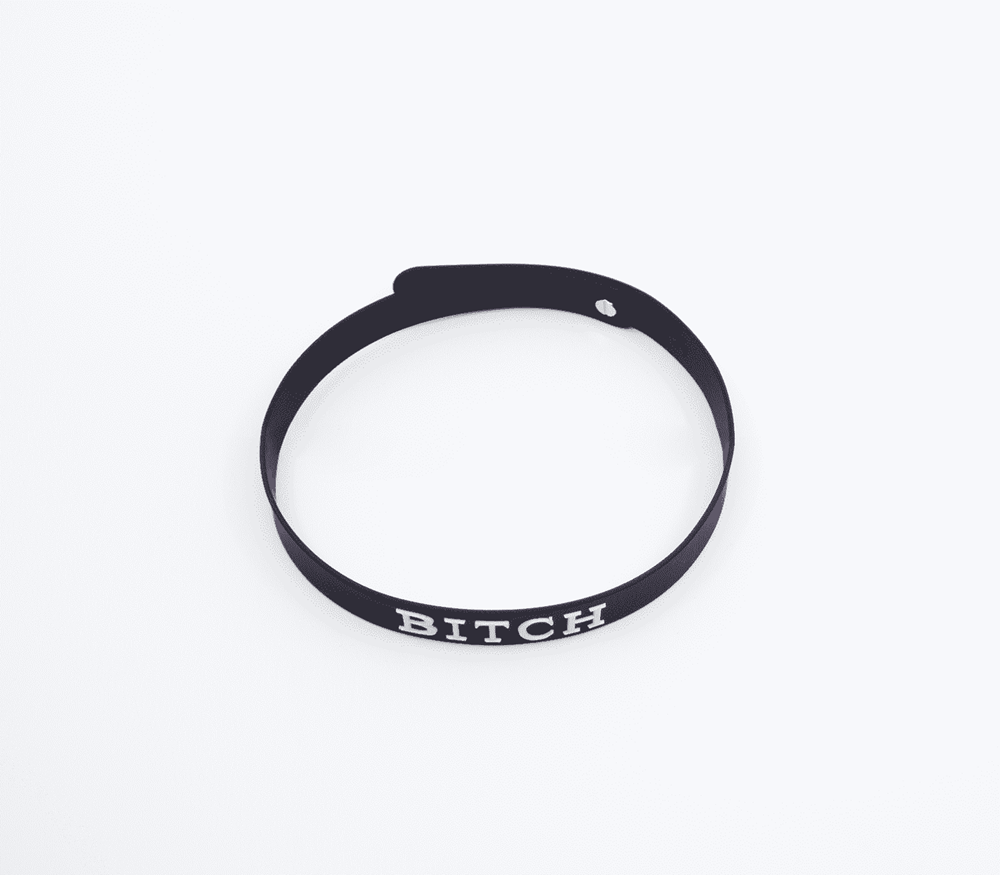 Love In Leather Fetish Play Silicone BITCH Collar Premium BDSM Accessory - - Collars and Leads