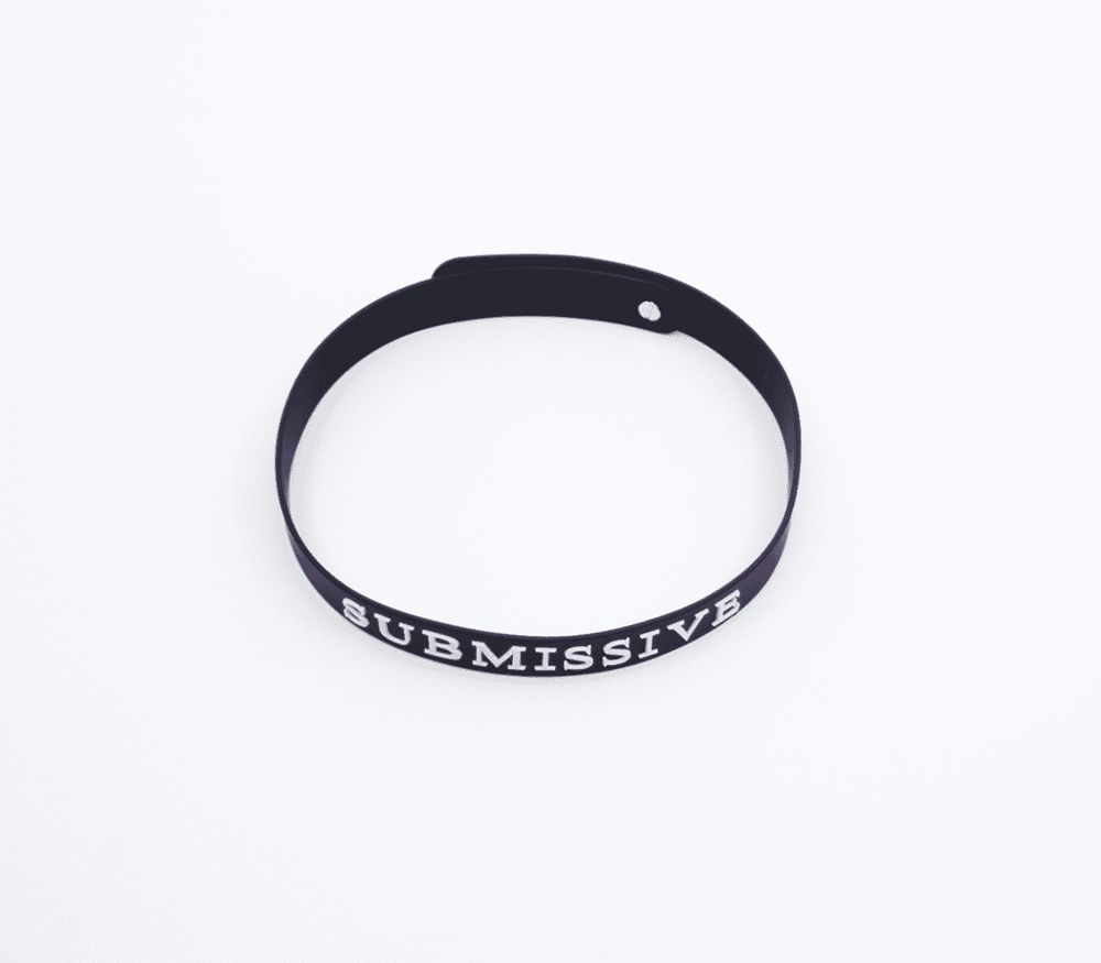 Love In Leather Silicone SUBMISSIVE BDSM Collar with Push Button Closure - - Collars and Leads