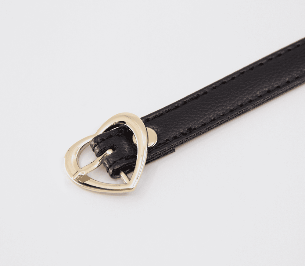 Love In Leather Heart Buckle Bondage Leather Collar Premium Soft Leather - - Collars and Leads