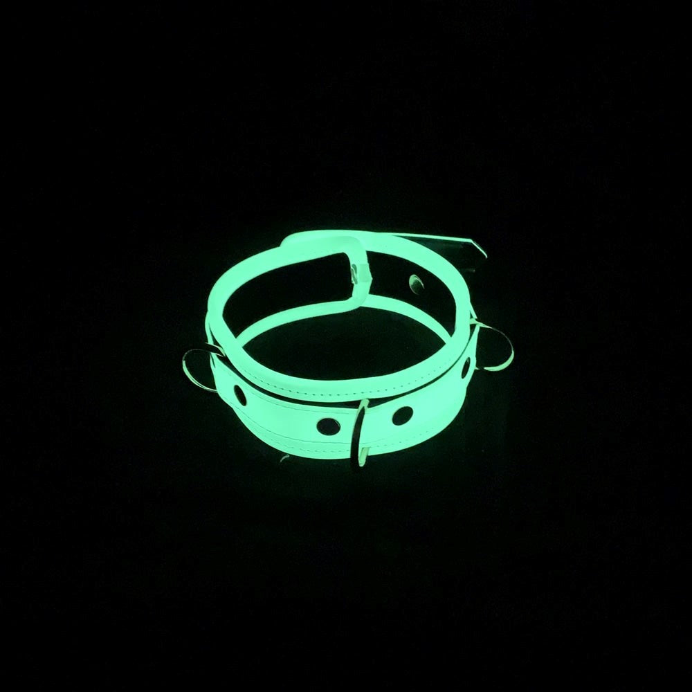 Love In Leather Glow in the Dark Collar & Lead Set with Photoluminescent Tech - - Collars and Leads
