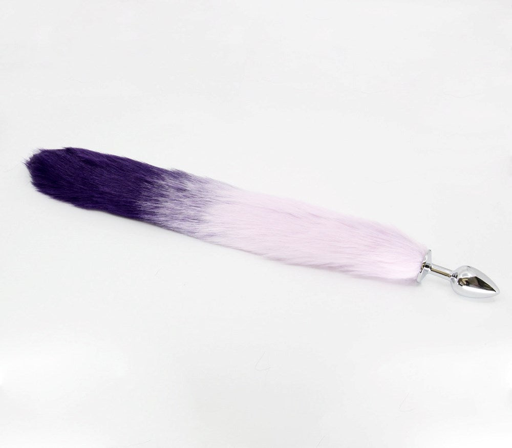 Love In Leather Fox Tail Anal Plug Purple/Lilac Premium Aluminium Construction - Medium - Butt Plugs