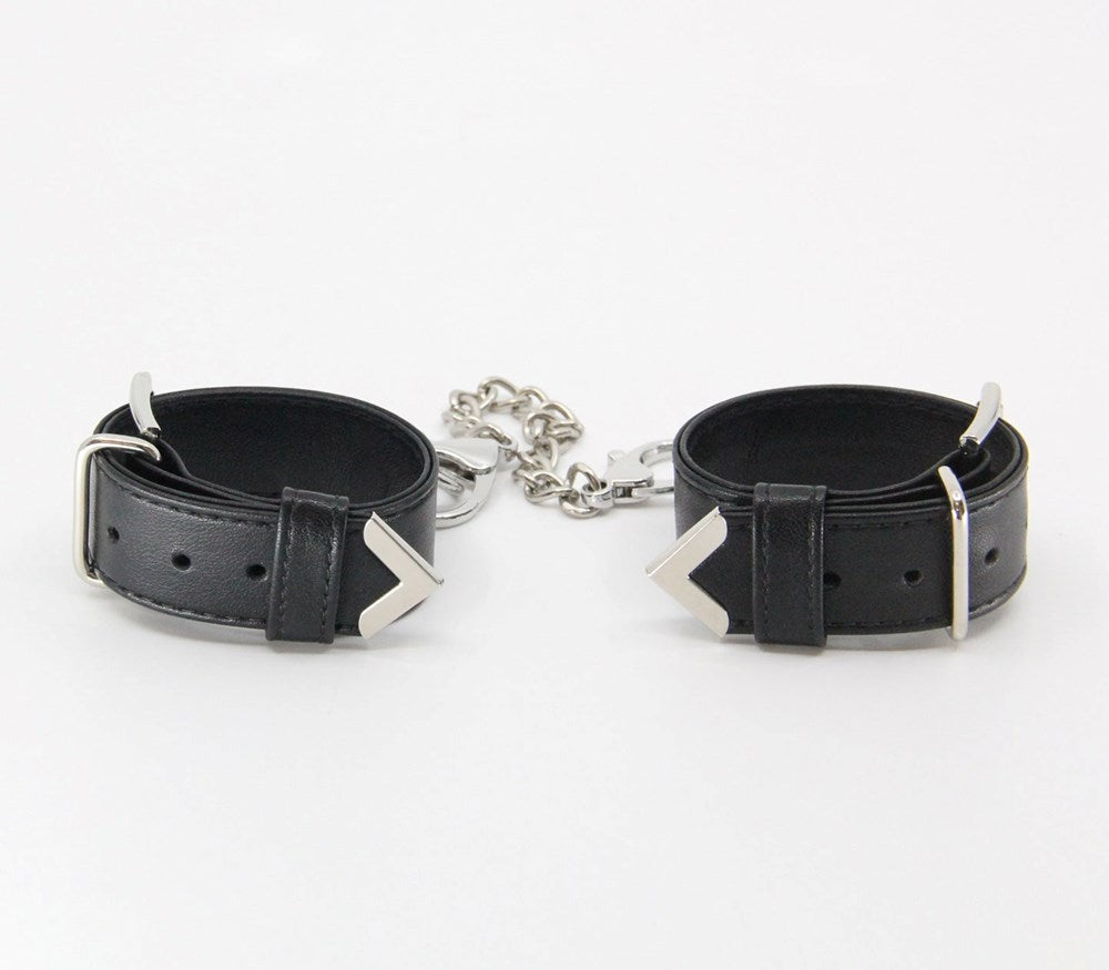 Love In Leather Silver Tip Leather Wrist Cuffs Premium BDSM Restraints - - Cuffs And Restraints