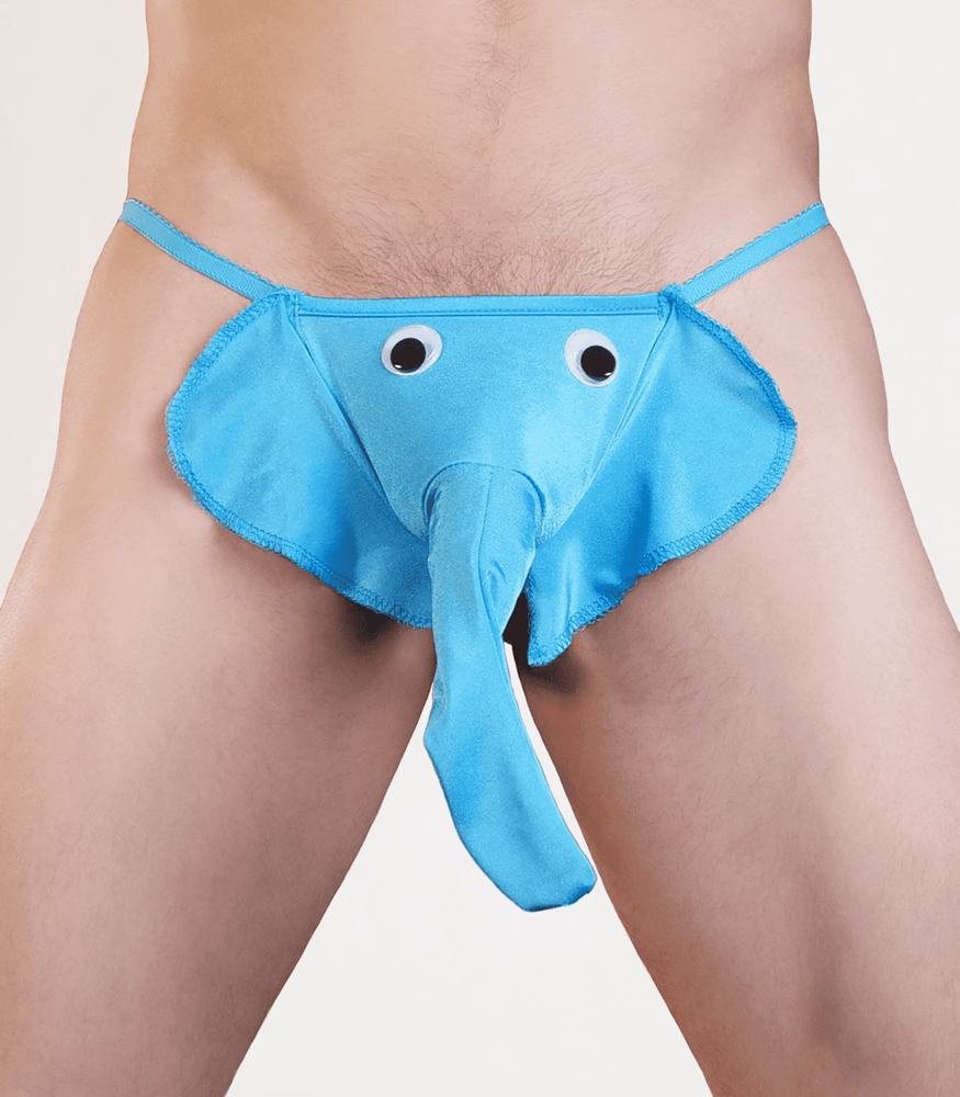 Love In Leather Mens Novelty Elephant G String Playful Intimate Apparel - Turquoise - Jocks and G-Strings