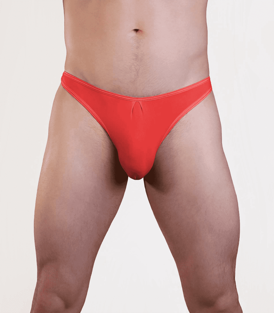 Love In Leather Plain Mens Lycra G String L/XL Size Optimized Construction - Red L XL - Jocks and G-Strings