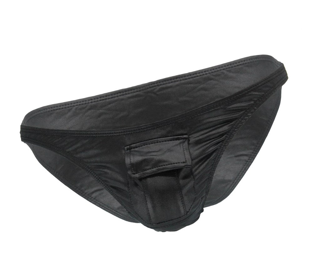 Love In Leather Mens Wet Look Front Pocket Underwear Premium Finish - S M - His Fetish