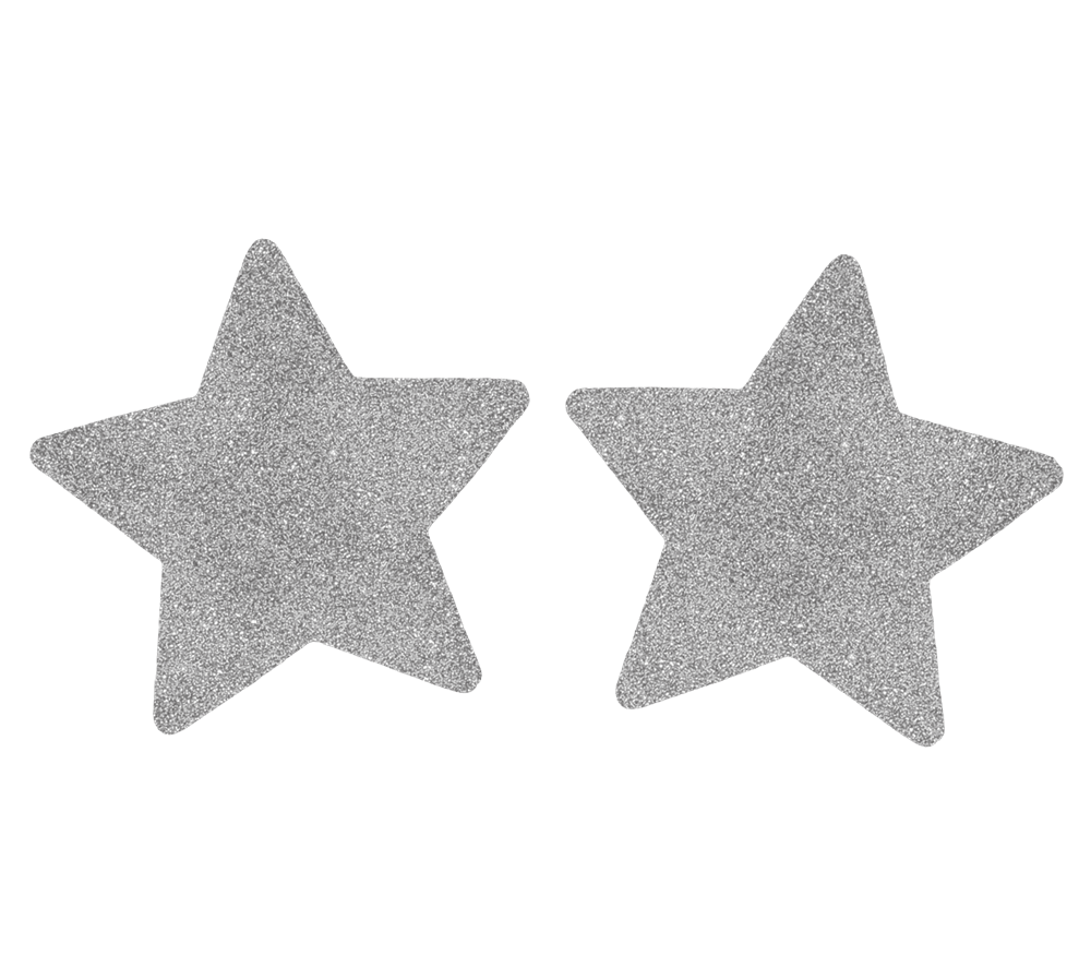 Love In Leather Glitter Star Womens Nipple Covers Brilliant Glitter - Silver - Breast and Nipple Toys