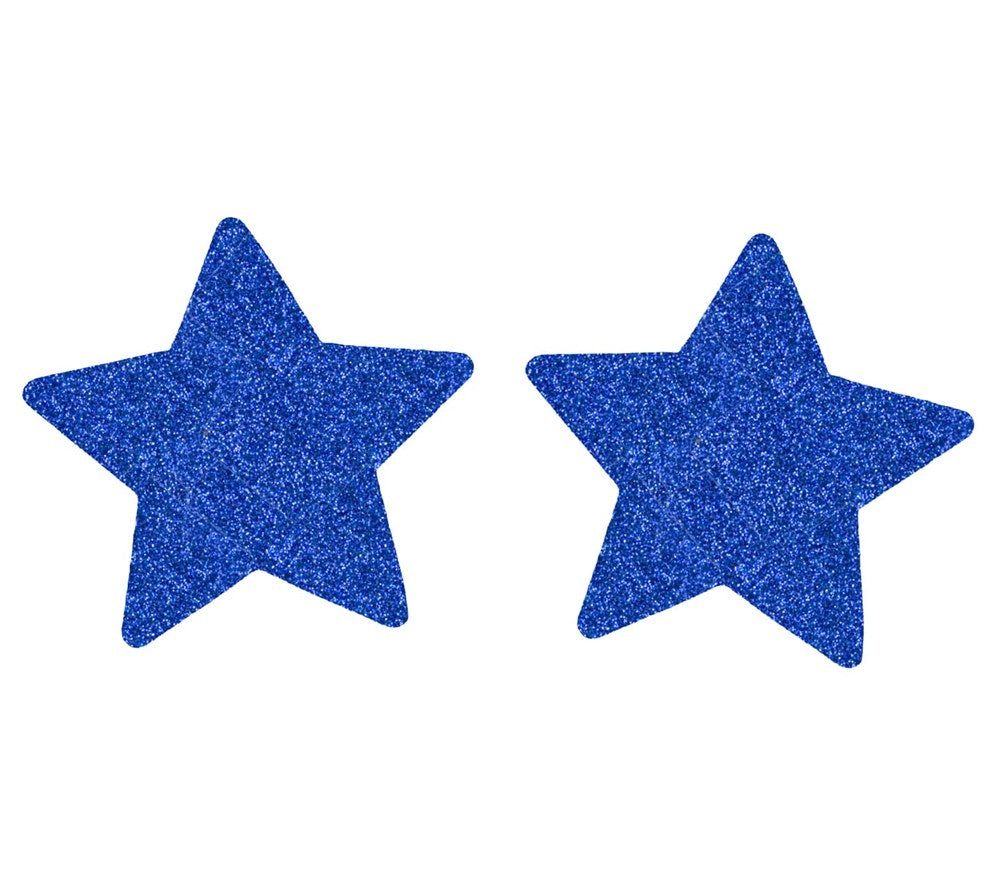 Love In Leather Glitter Star Womens Nipple Covers Brilliant Glitter - Blue - Breast and Nipple Toys