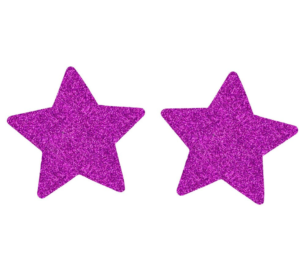 Love In Leather Glitter Star Womens Nipple Covers Brilliant Glitter - Purple - Breast and Nipple Toys