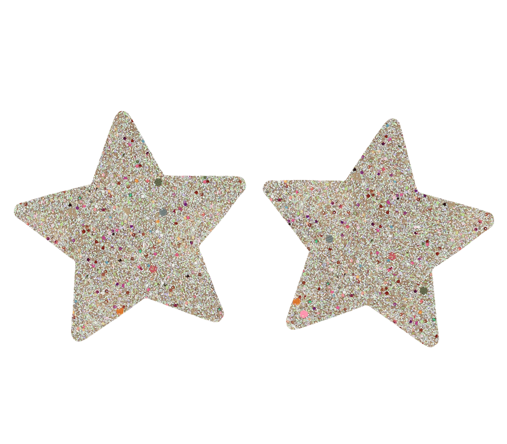 Love In Leather Glitter Star Womens Nipple Covers Brilliant Glitter - Multi Glitter - Breast and Nipple Toys