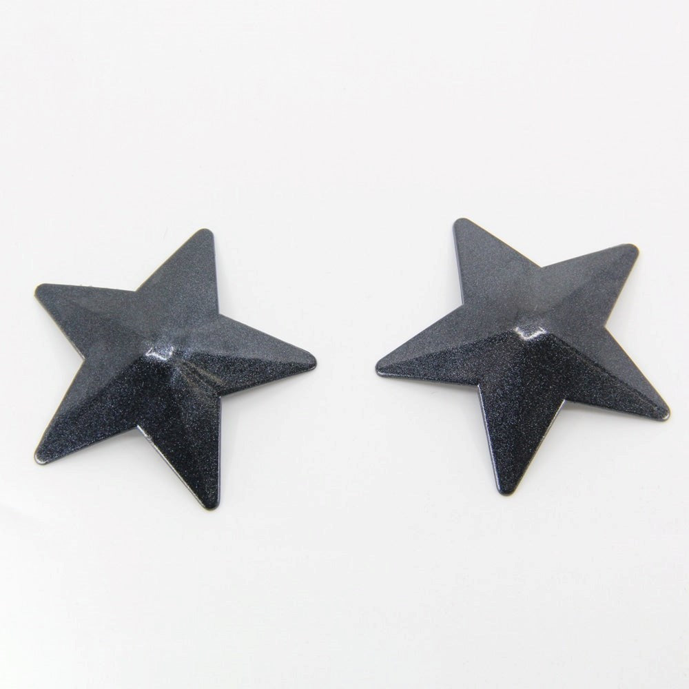 Love In Leather Star Shape Metal Nipple Pasties Premium Metal Construction - Black - Breast and Nipple Toys