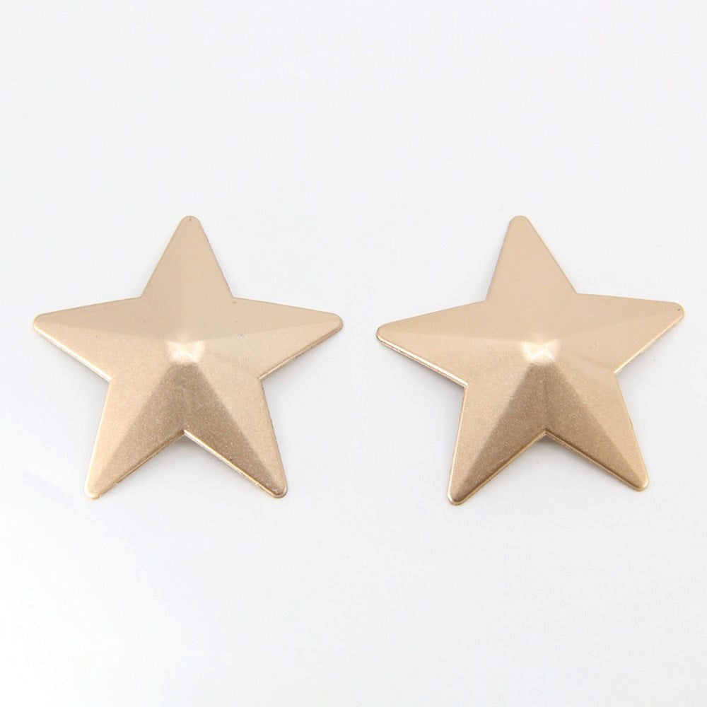 Love In Leather Star Shape Metal Nipple Pasties Premium Metal Construction - Gold - Breast and Nipple Toys
