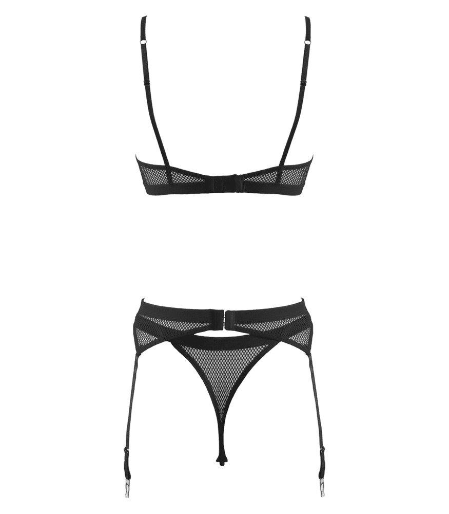 Muse Lingerie Fetish Play Sexy Bra and Panty Set Black with Harness Details - - Her Fetish