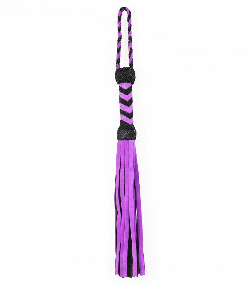 Love In Leather Medium Length Suede Flogger Purple with Turks Head Handle - Purple - Whips And Crops
