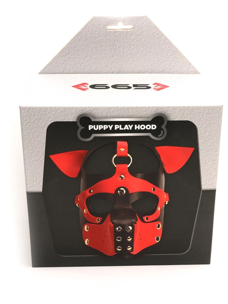 Sport Fucker Playful Pup BDSM Hood BLK/RED/WHT O/S Puppy Play Role Play - - Bondage Hoods