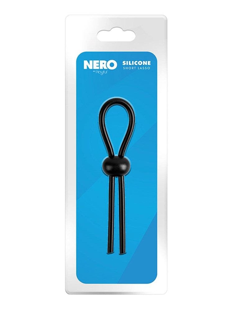 Playful Nero Adjustable Silicone Short Lasso Cock Ring - - Stretchy Cock Rings