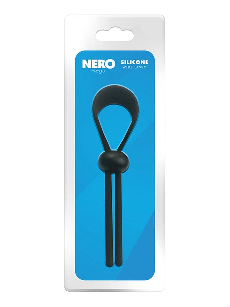 Playful Nero Adjustable Silicone Wide Lasso Cock Ring - - Stretchy Cock Rings