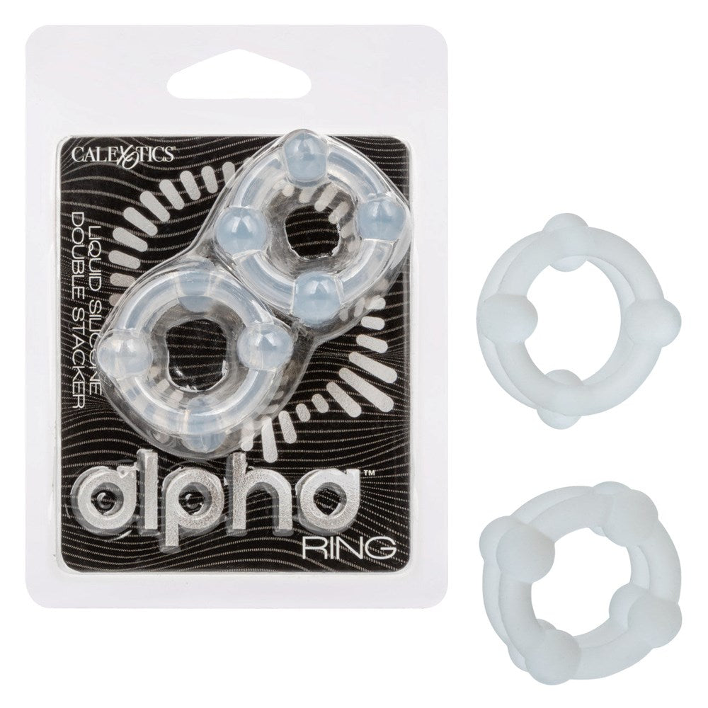California Exotics Alpha Liquid Silicone Double Stacker Cock Ring - - Cock Ring Sets