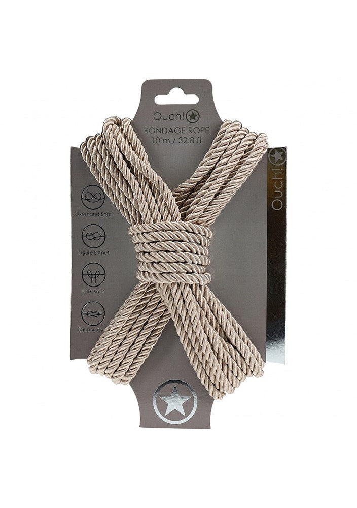OUCH! Silky Smooth Nylon Bondage Rope 10m - Gold - Cuffs And Restraints