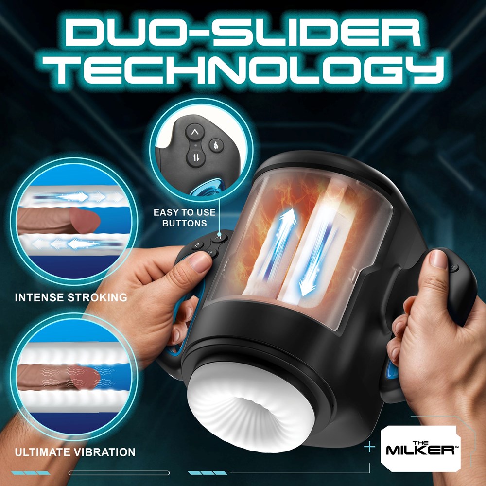 XR Brands Cyber Milker Stroking & Vibrating Masturbator with Heating - - Masturbators and Strokers