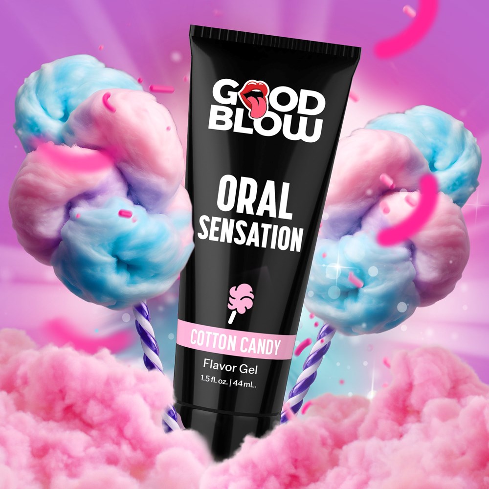 XR Brands Good Blow Flavoured Oral Sensation Gel with Warming Technology - Cotton Candy - Lubricants and Lotions