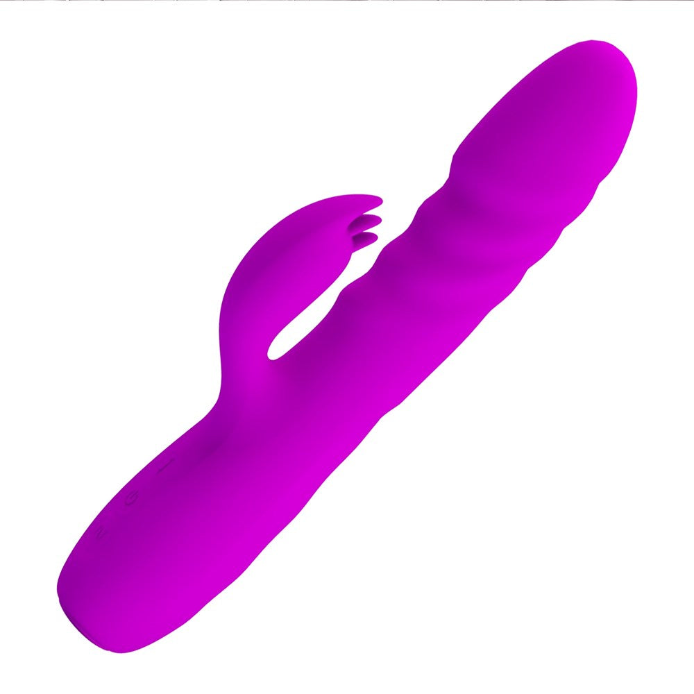 Party Up BOB Rechargeable Thrusting Rabbit Vibrator with Dynamic Movement - Purple - Rabbit Vibrators