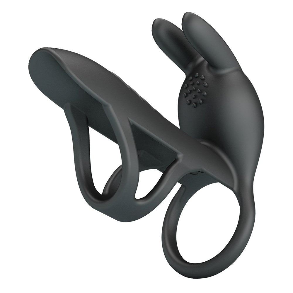 Party Up MARK USB Rechargeable Vibrating Cock Sleeve with Dual Stimulation - - Penis Sleeves and Extenders