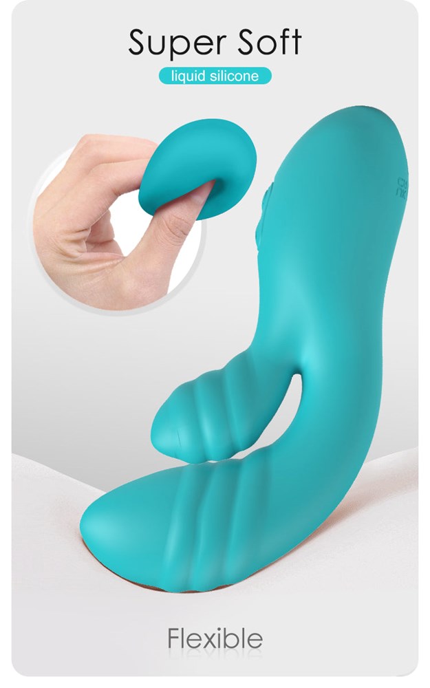 Party Up DALIDA USB Rechargeable Rabbit Vibrator with Dual Stimulation - Teal - Rabbit Vibrators