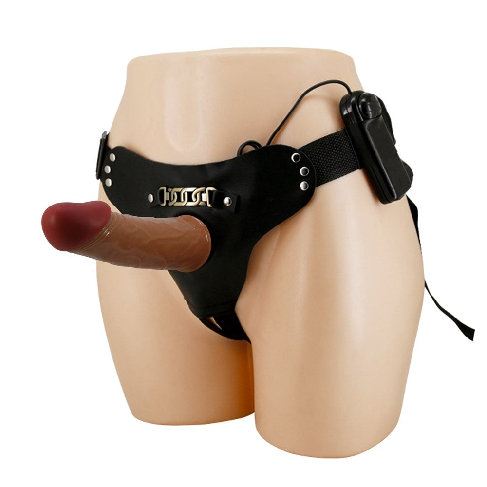 Party Up NELSON Vibrating Hollow Strap On with Multi Speed Remote Control - - Strap On Sextoys