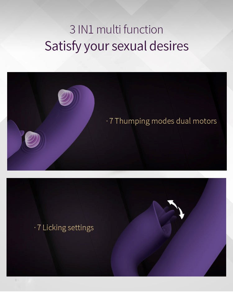 Party Up ALAN Dual Motor Vibrating Rabbit Vibrator Thumping Licking Technology - - Rabbit Vibrators