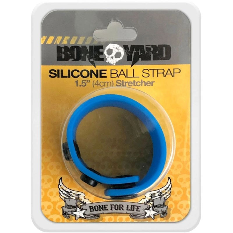 C1R Releasing Boneyard Silicone Ball Strap Blue Adjustable Cock Ring - Blue - Stretchy Cock Rings