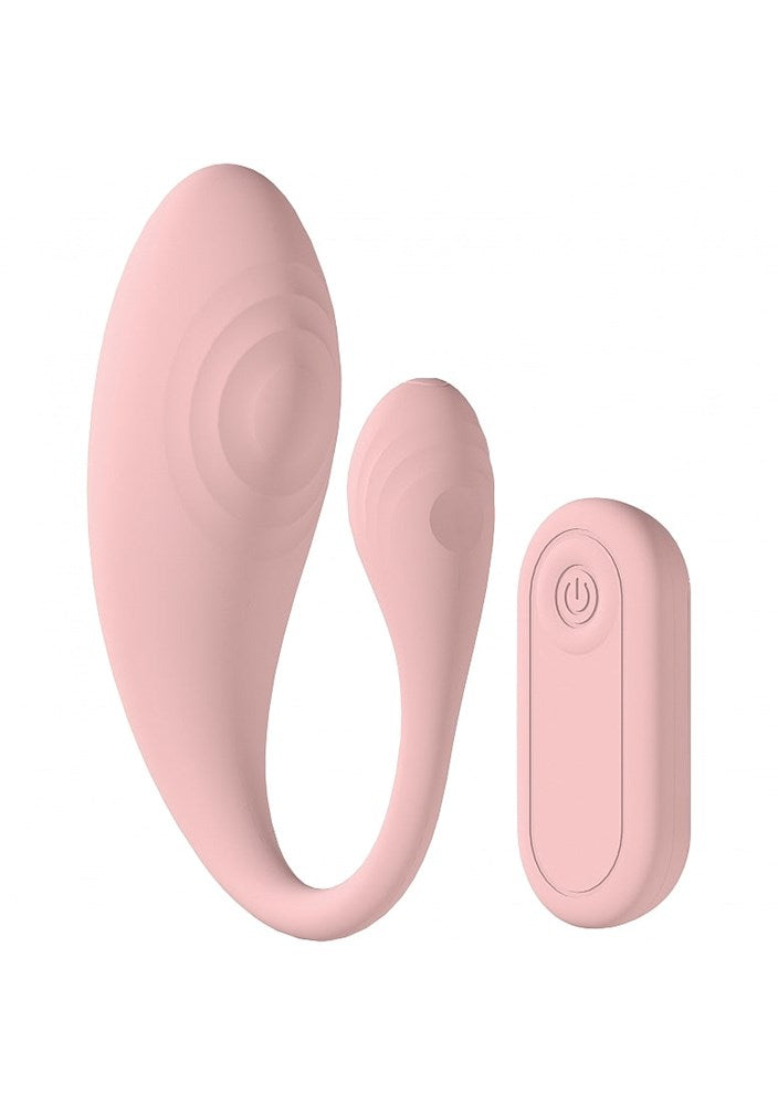 Shots Toys LOVELINE Wave C Shaped Vibrator with Remote and G Spot Power - Pink - G-Spot Vibrators
