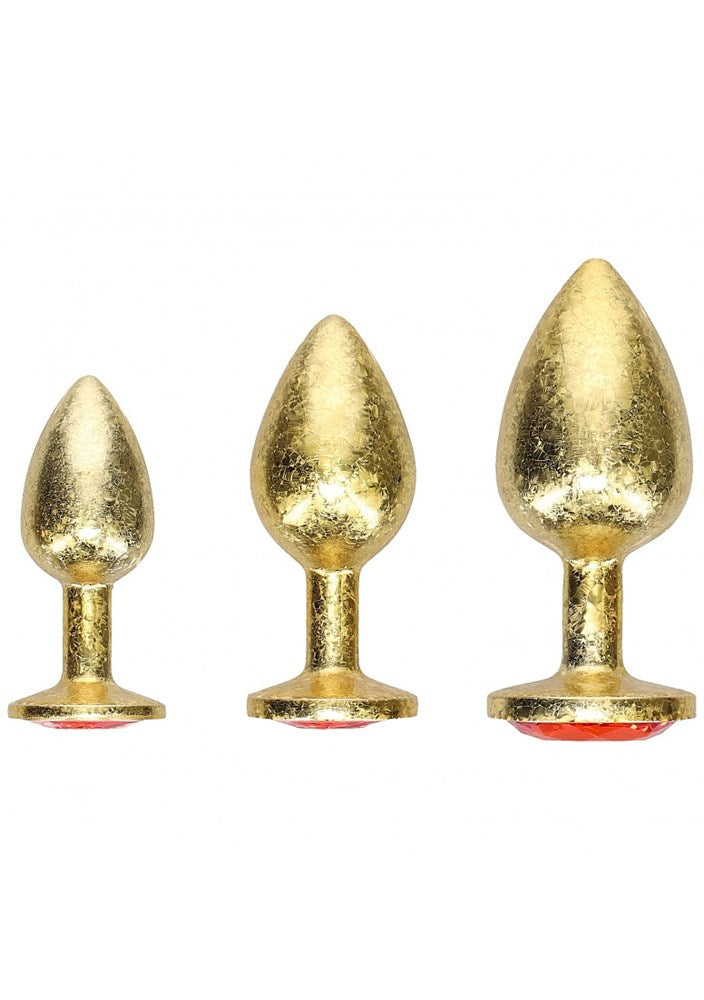 Shots Toys OUCH! Milan Collection Metallic Butt Plugs with Gem Bases Set - - Butt Plugs