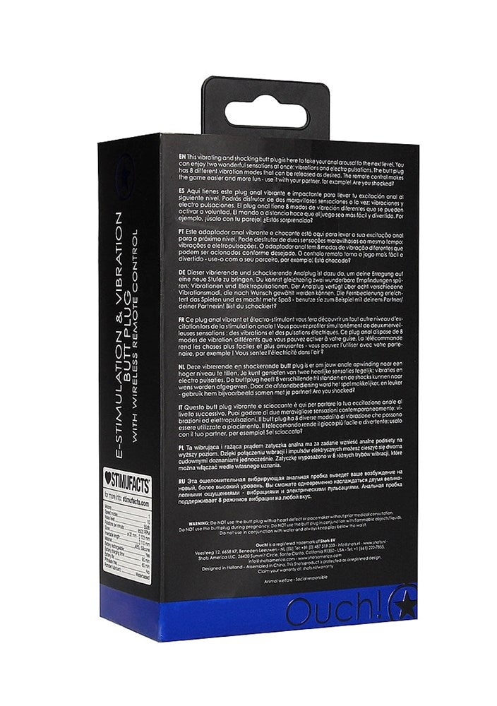 Shots Toys OUCH! e Stim & Vibrating Butt Plug with Wireless Remote Dual Power - - Butt Plugs