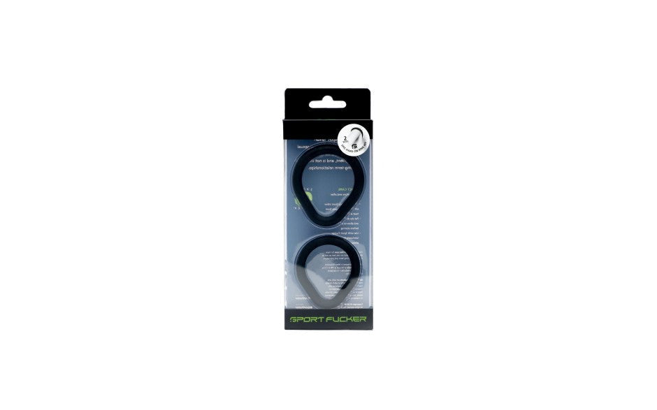 Sport Fucker 2 Pack Epic Hard on Cock Ring Set Dual Size Premium Silicone - - Cock Ring Sets