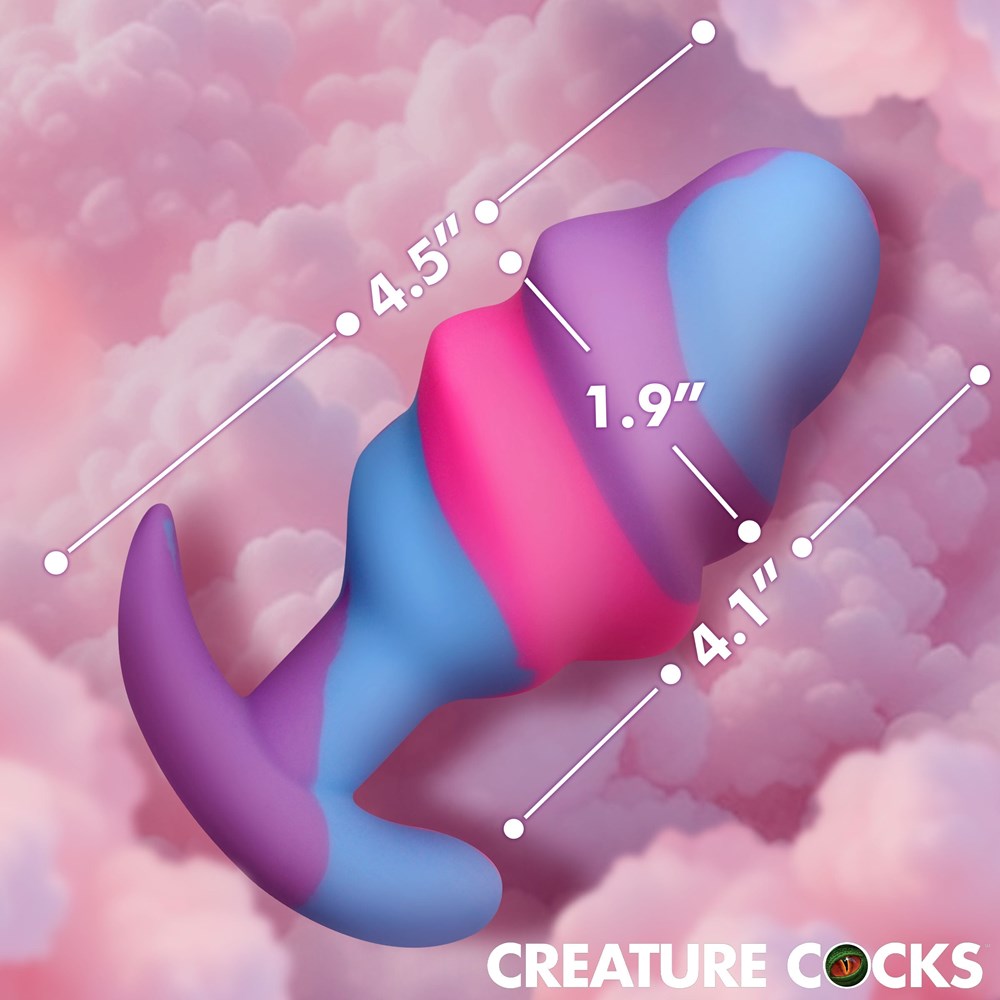 XR Brands Creature Cocks Unicorn Swirl Silicone Butt Plug Large Fantasy Design - - Butt Plugs