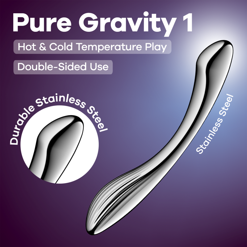 Satisfyer Pure Gravity 1 High Grade Metal Dildo Premium Weighted Design - - Steel Sex Toys