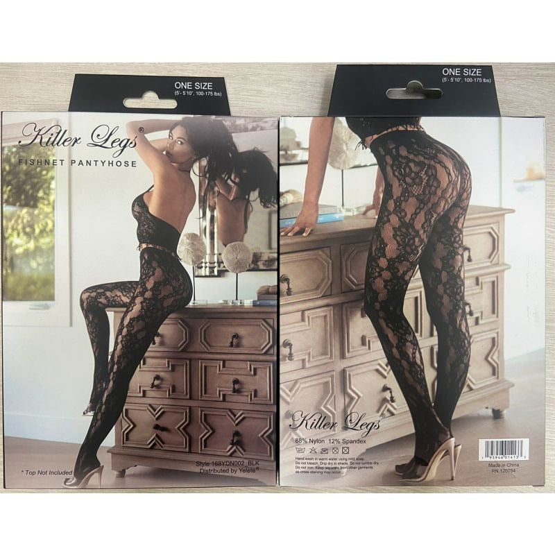 Yelete Killer Legs Chestnut Cheetah Sexy Fishnet Tights Coffee Brown Nylon - - Fishnet and Thigh Highs