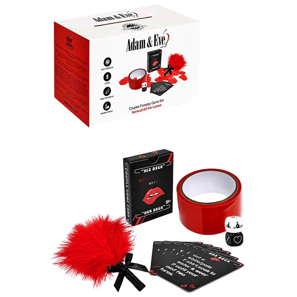Adam & Eve 5 Piece Couples Foreplay Card Game Kit with Bondage Tape - Default Title - Sex Games, Coupons and Tricks