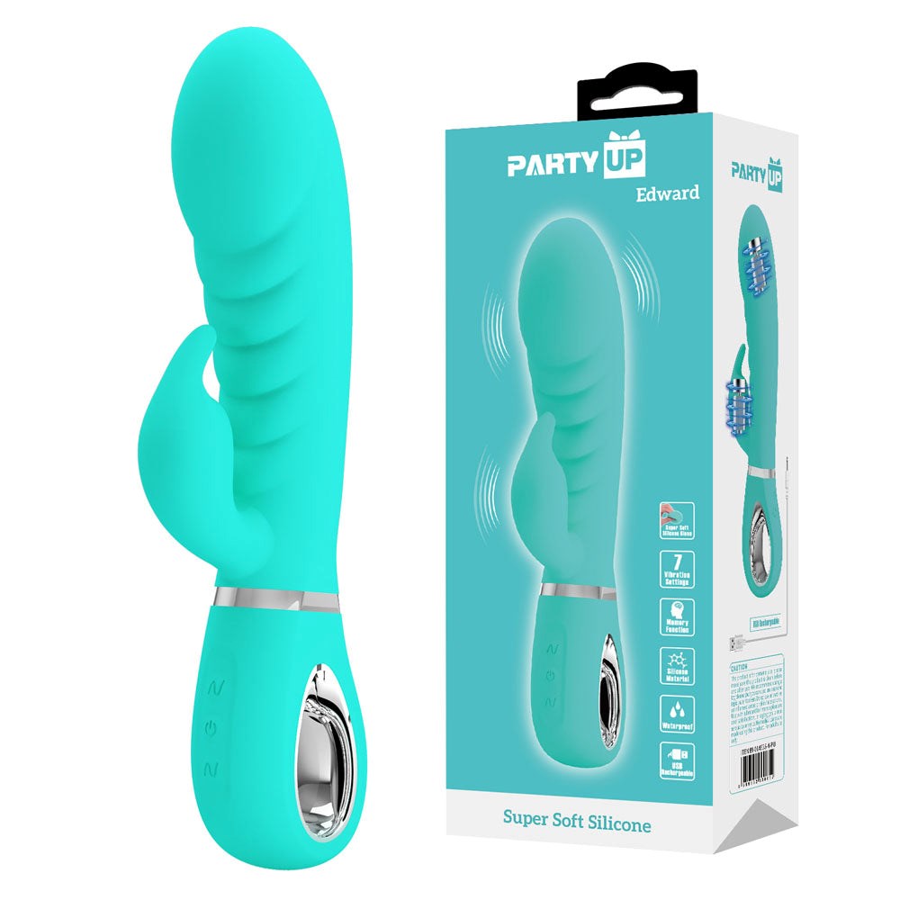Party Up EDWARD USB Rechargeable Rabbit Vibrator Dual Stimulation - - Rabbit Vibrators