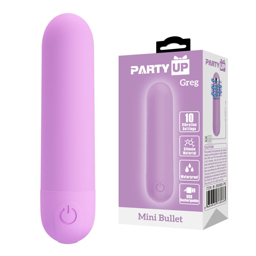 Party Up GREG USB Rechargeable Mini Bullet Vibrator Waterproof Design - - Bullet Vibrators