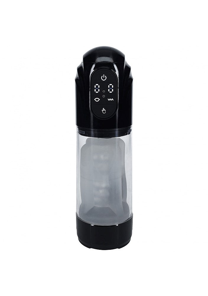 Shots Toys PUMPED TechnoThrust Rechargeable Auto Masturbator Dual Motor - Black - Masturbators and Strokers
