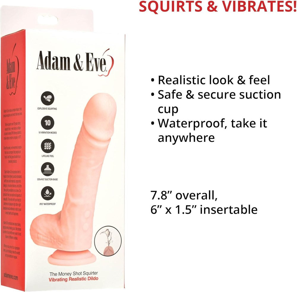 Adam & Eve The Money Shot Squirter Realistic Dong with Squirting Function - - Realistic Dildos