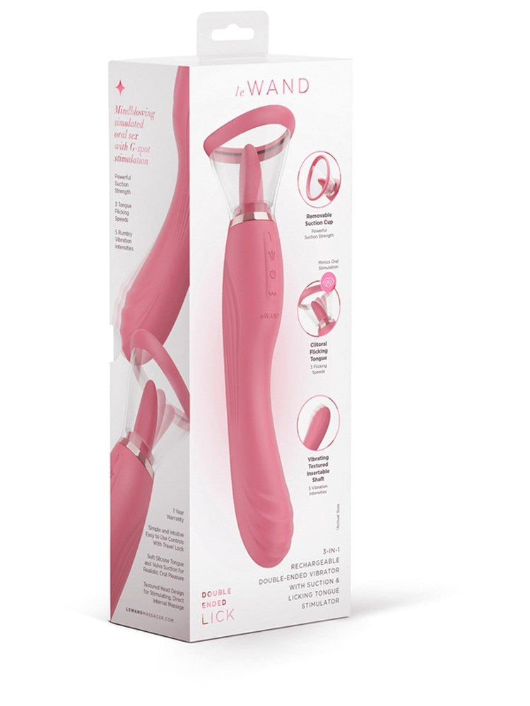 Le Wand Lick Double Ended Vibrator with Licking Tongue Oral Stimulation - - G-Spot Vibrators