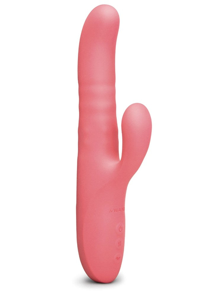 Le Wand Thrust Rechargeable Thrusting Rabbit Vibrator Dual Motor Design - Dark Pink - Rabbit Vibrators