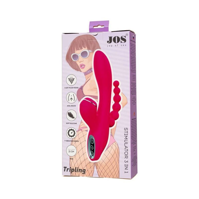 JOS Tripling Triple Rabbit Style Clitoral Stimulator with Triple Action - - Rabbit Vibrators