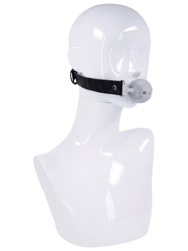 Sportsheets Sex and Mischief Silicone Breathable Ball Gag with Air Holes - Black - Bondage Gags and Bits